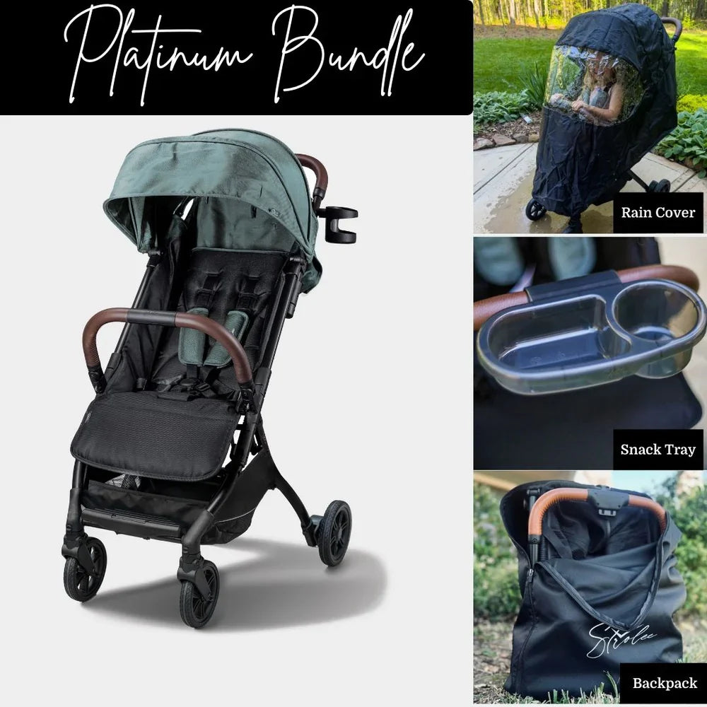 travel stroller with snack tray Strolee LINQ Travel V3 Compact Single Stroller Platinum Bundle – Baby Grand