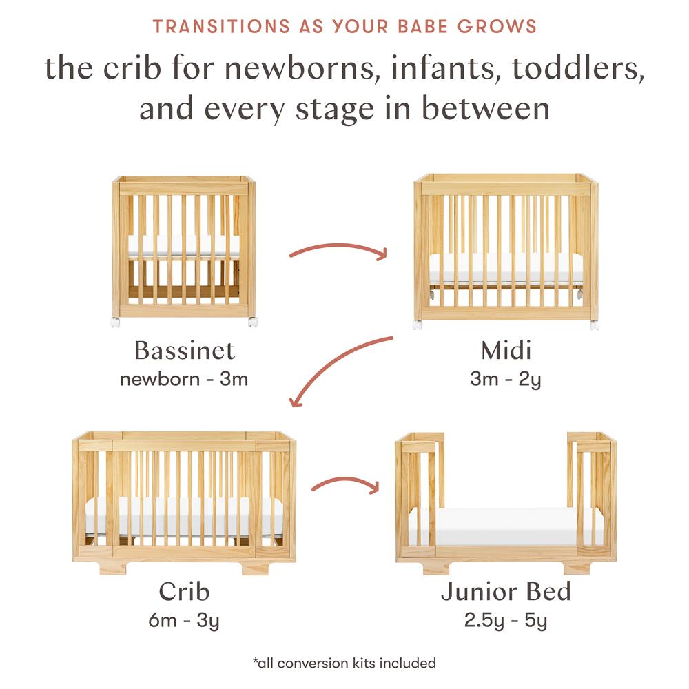 Crib with clearance conversion kit included