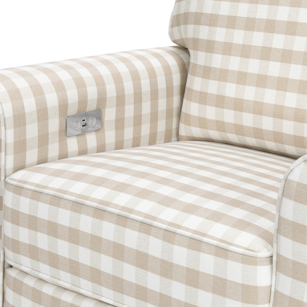 Namesake Monroe Power Recliner - Tan Gingham