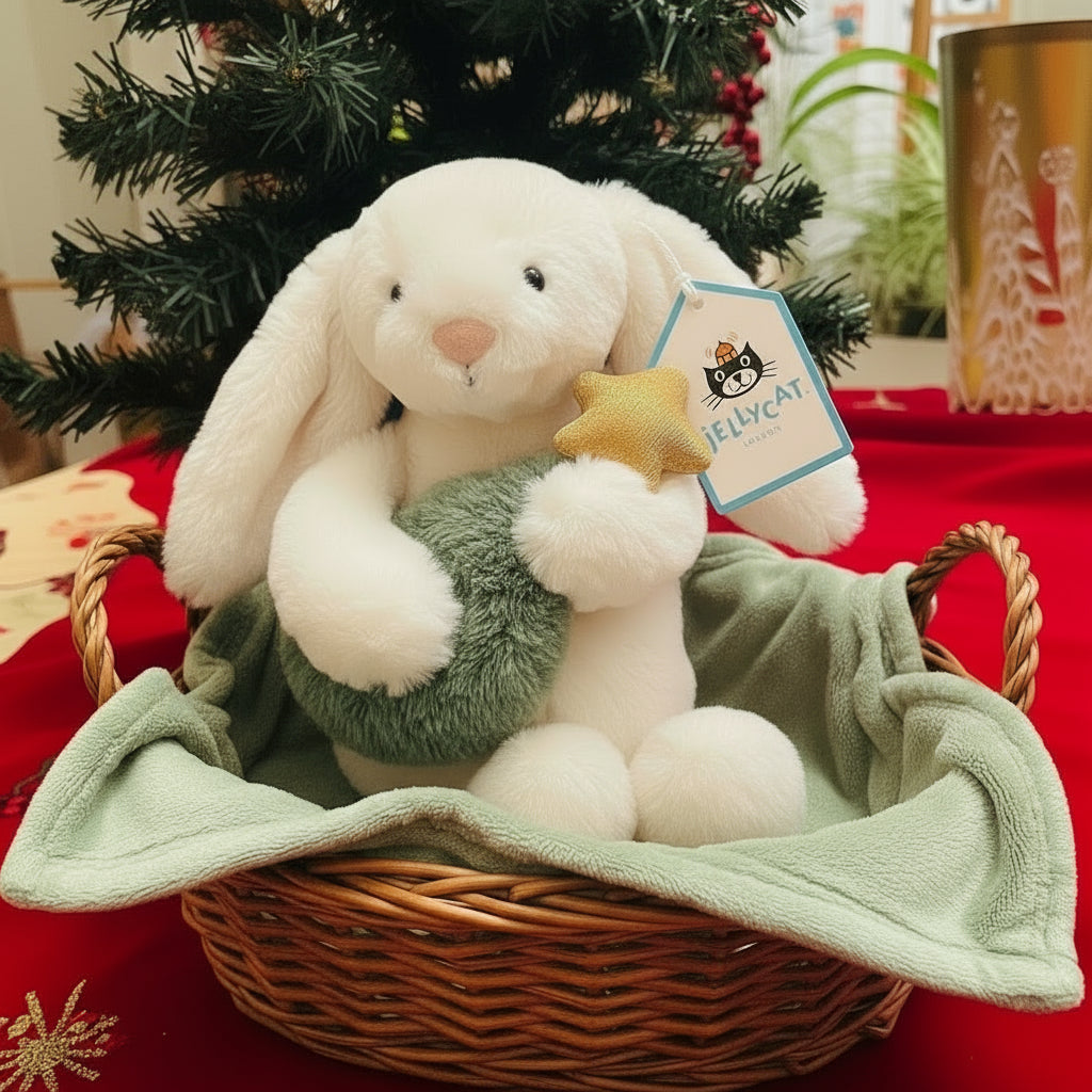 Jellycat Bashful Bunny w/Christmas Tree