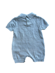 Short Sleeve Knit Romper - Blue