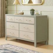 Namesake Eloise 7-Drawer Dresser in Sage and Performance Sand Eco-Weave