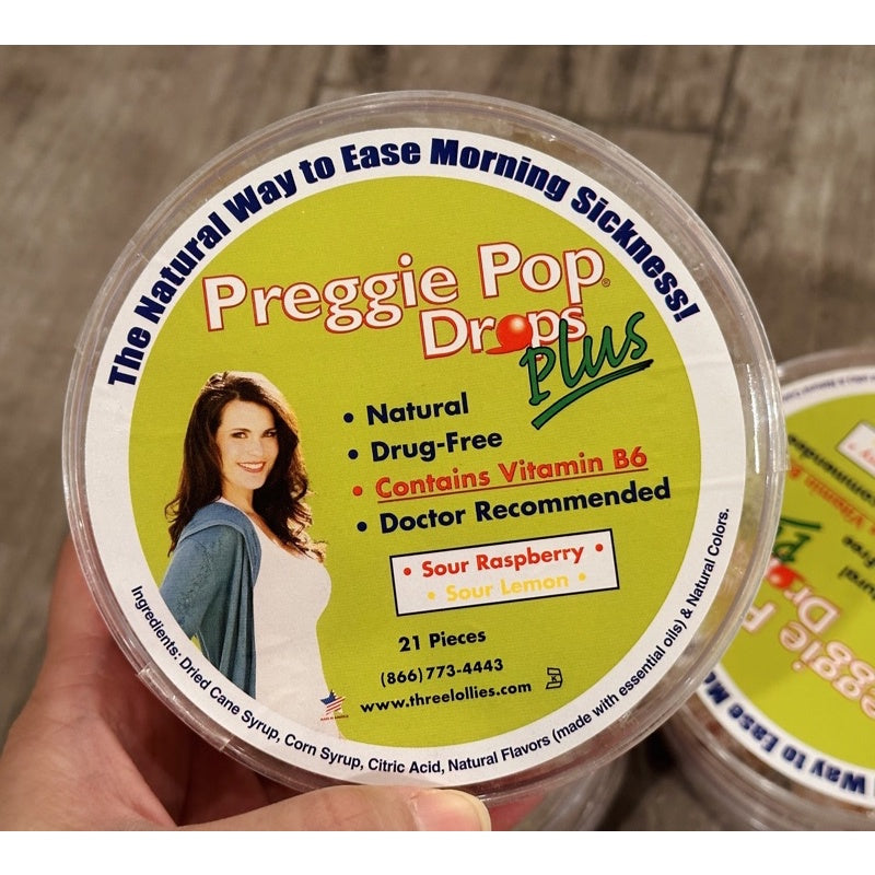 Three Lollies Preggie Pop Drops PLUS. with B6 - Sour Lemon & Sour Raspberry