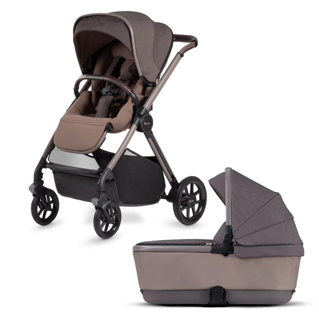 Vinyl wrap top silver cross pram