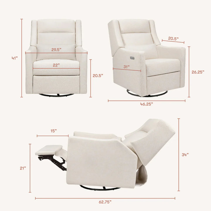 BabyLetto Kiwi Deluxe Power Recliner and Swivel Glider with Heat and Massage