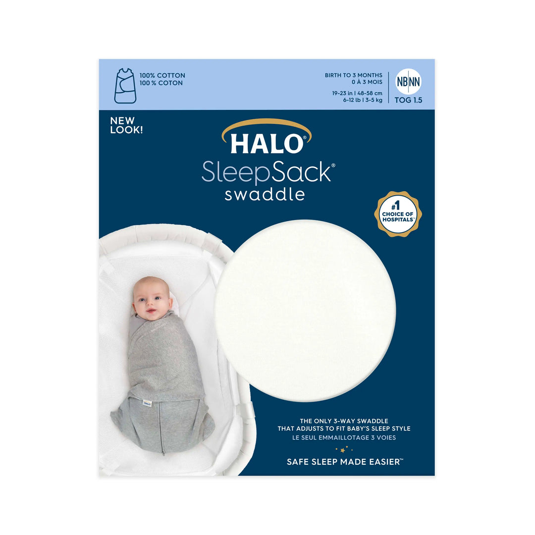 Halo Sleepsack Swaddle 100% Organic Cotton - Cream NB & Preemie 1.5 Tog