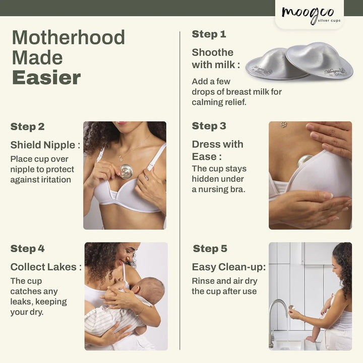 MOOGCO Silver Nursing Cups