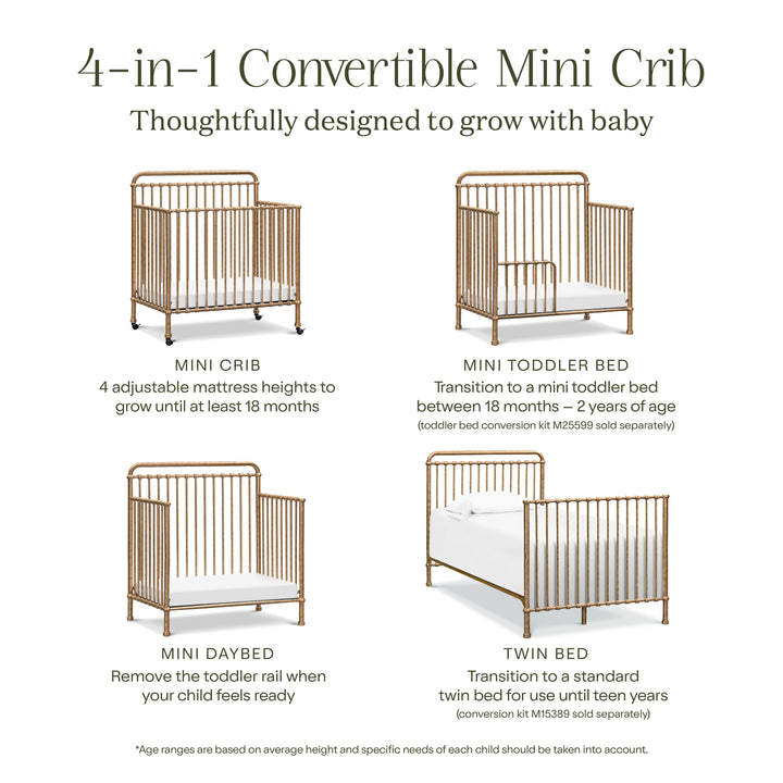 Naemsake Winston 4-in-1 Convertible Mini Crib
