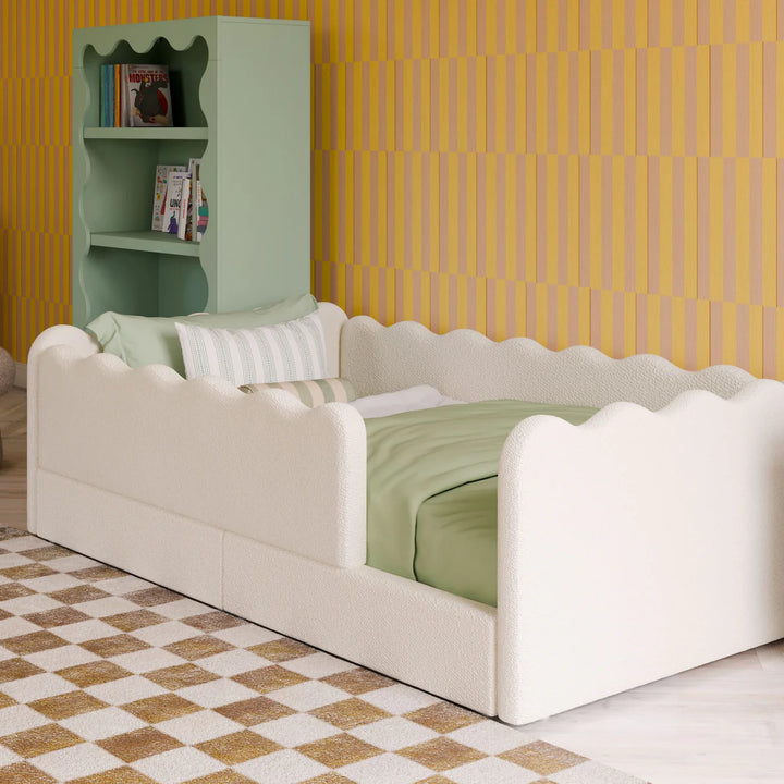 Babyletto Kids Rizo Montessori-Inspired Twin Bed in Performance Ivory Boucle