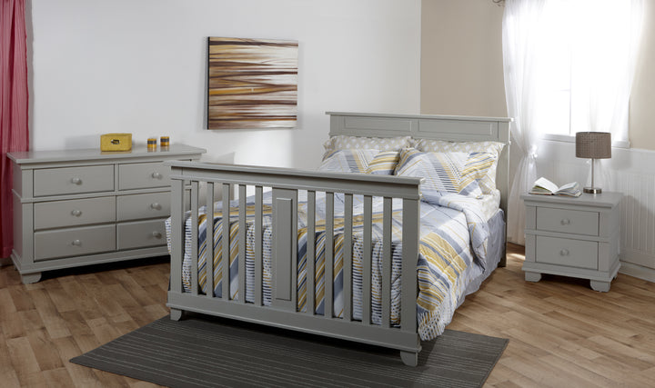 Pali Napoli Flat Top Convertible Crib and Double Dresser w/Conversion Rails - Stone