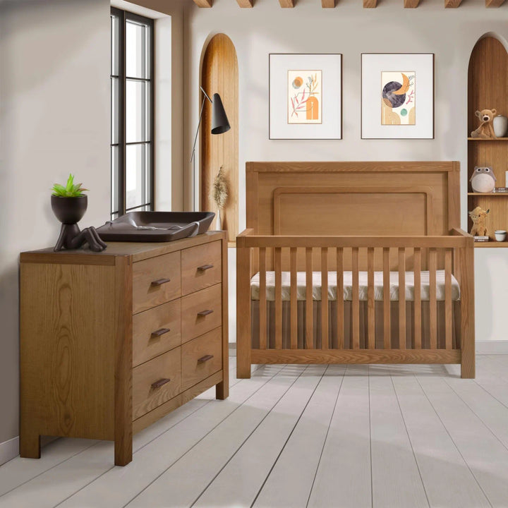 Nartart Toscano Convertible Crib + Double Dresser - Wheat - FLOOR MODEL