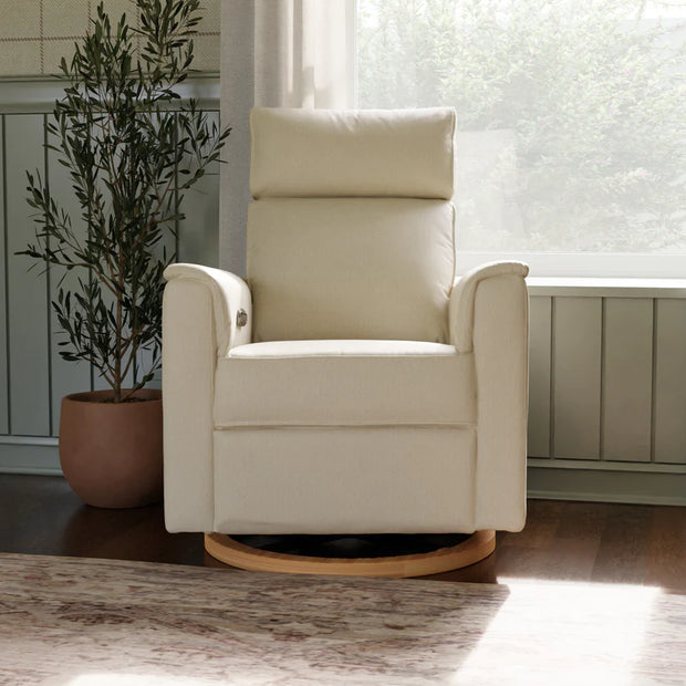 Monogram by Namesake Willa Power Recliner w/ Adjustable Headrest & USB Port & Wood Base