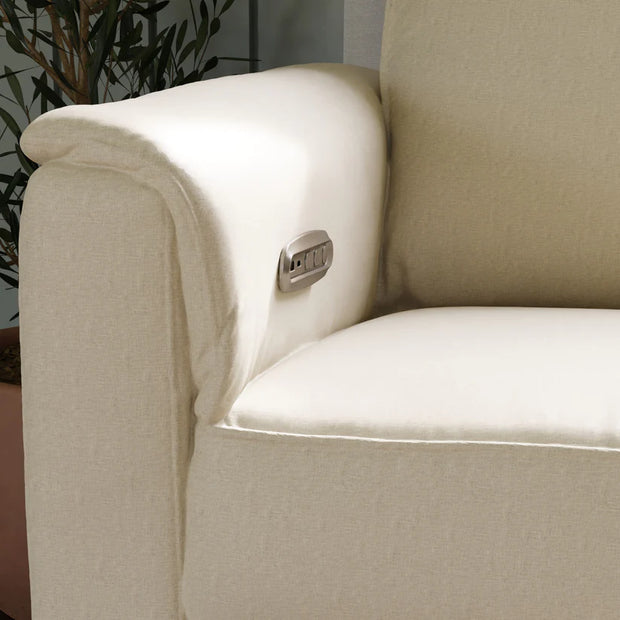 Monogram by Namesake Willa Power Recliner w/ Adjustable Headrest & USB Port & Wood Base