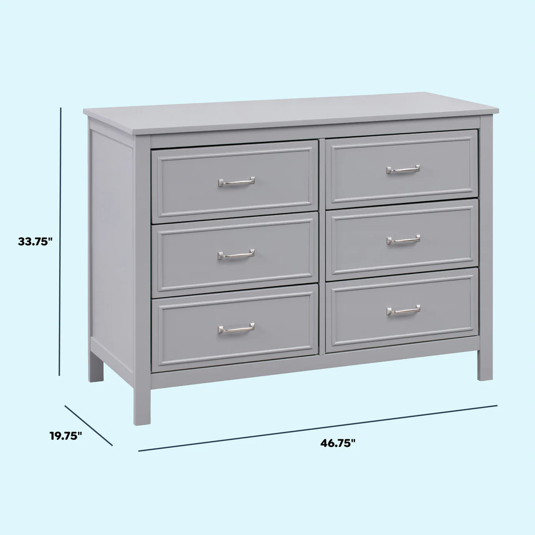 6 Drawer Double Dresser - Grey