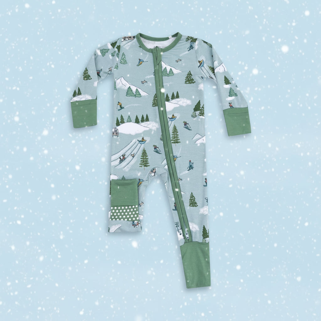 Angel Dear 2 Way Zipper Romper- Winter Skiers