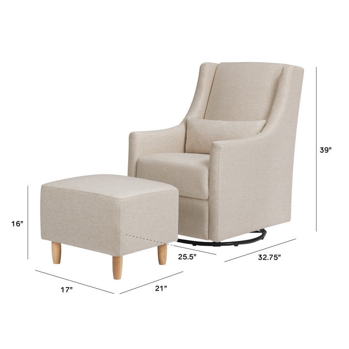 Babyletto Toco Swivel Glider and Ottoman in Eco-Performance Fabric | Water Repellent & Stain Resistant