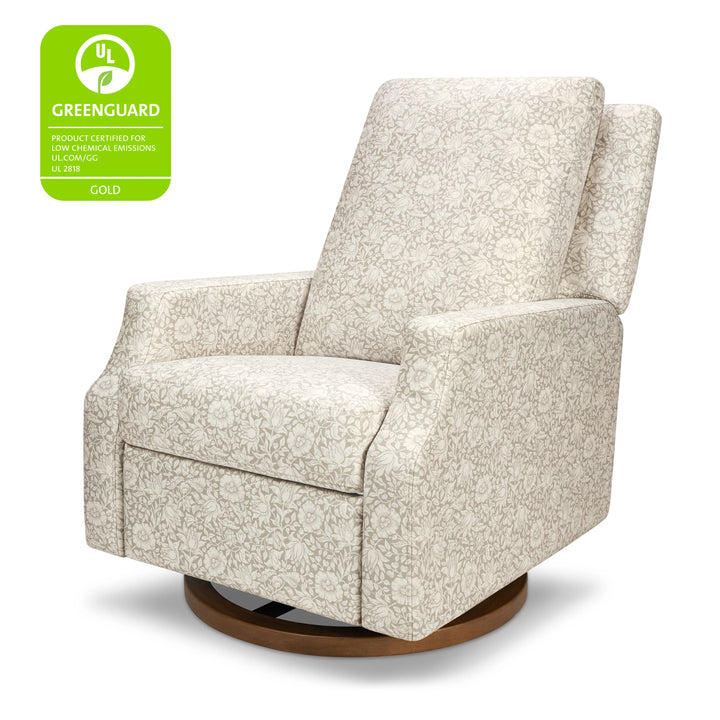 Namesake Crewe Recliner and Swivel Glider- Mallow in Ash Performance Eco-Weave with Dark Wood Base