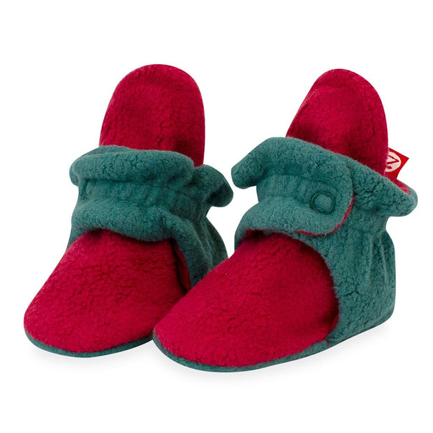 Zutano Fleece Booties - Red/Green