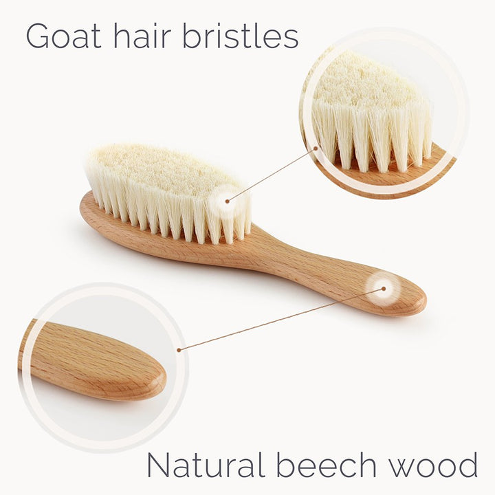 Natemia Wooden Baby Hair Brush and Comb Set