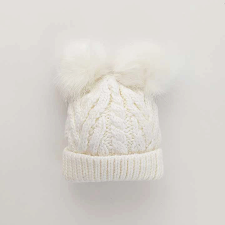 Huggalugs White Fluffer Beanie Hat