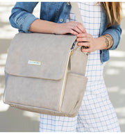 Boxy Backpack in Grey Matte Leatherette