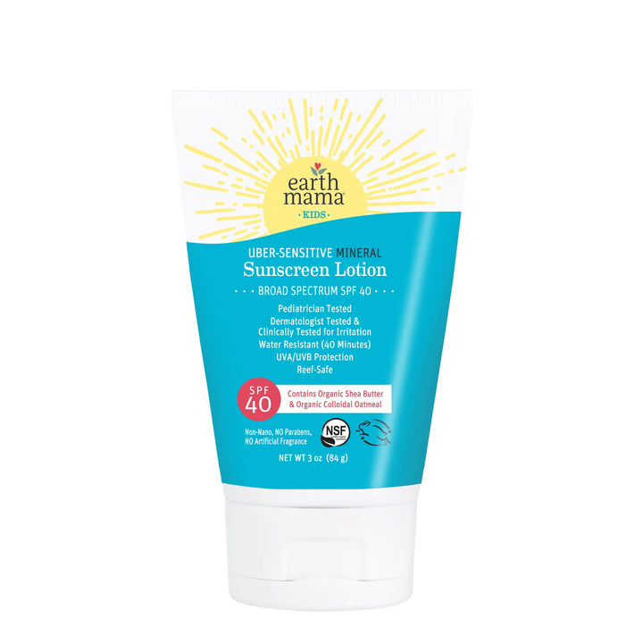 Earth Mama Kids Uber-Sensitive Mineral Sunscreen Lotion - SPF 40