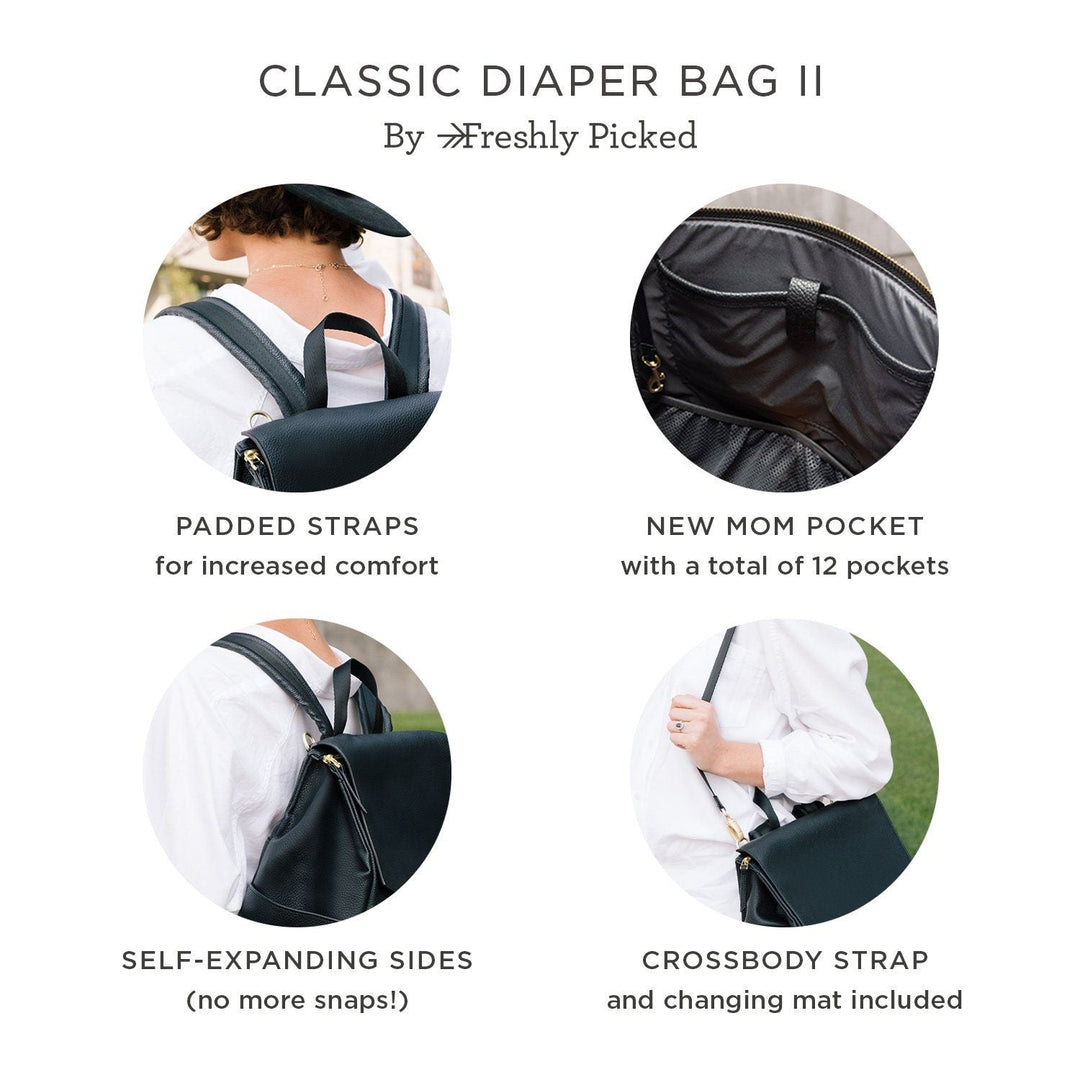 Freshly Picked Convertible Mini Classic Diaper Bag Backpack, Cognac