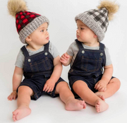 Huggalugs Grey Buffalo Check Beanie