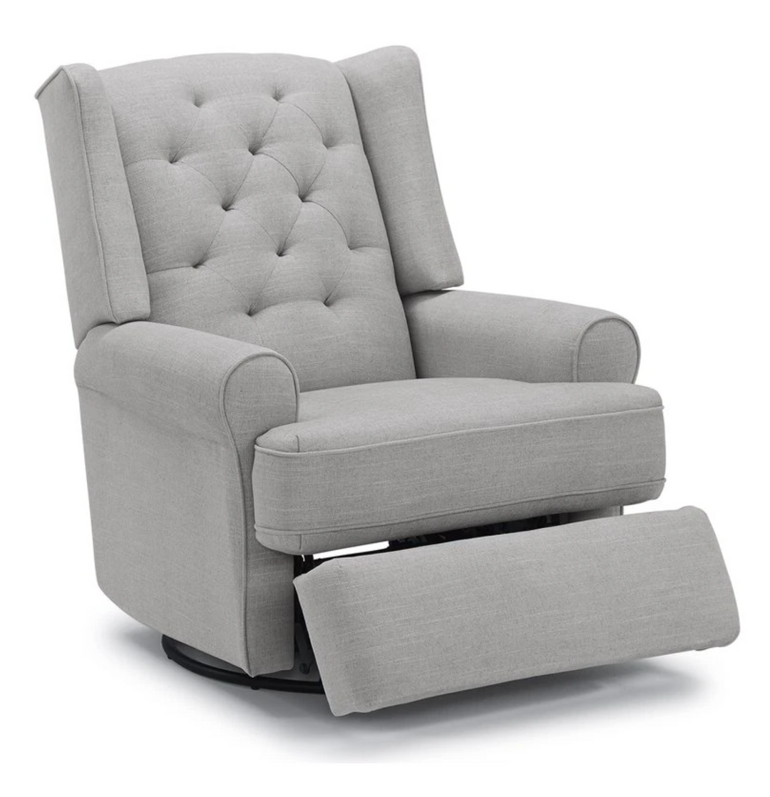 Best chairs custom kersey swivel glider best sale recliner in charcoal