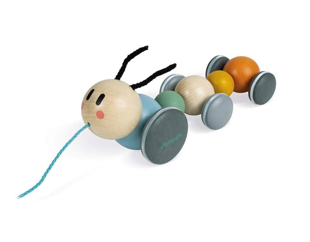 Janod Pull Toy Wooden Caterpillar