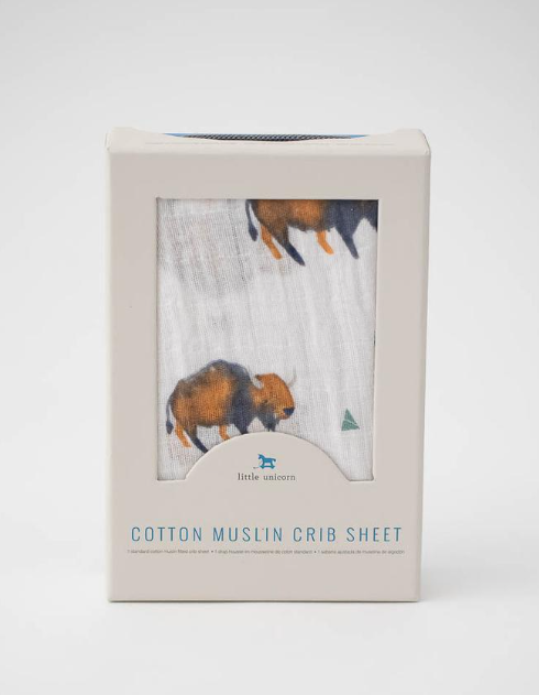 Little Unicorn Cotton Muslin Crib Sheet - Bison