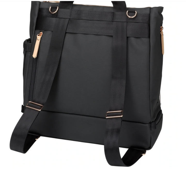 Petunia Pivot Pack Diaper Bag in Black/Sand