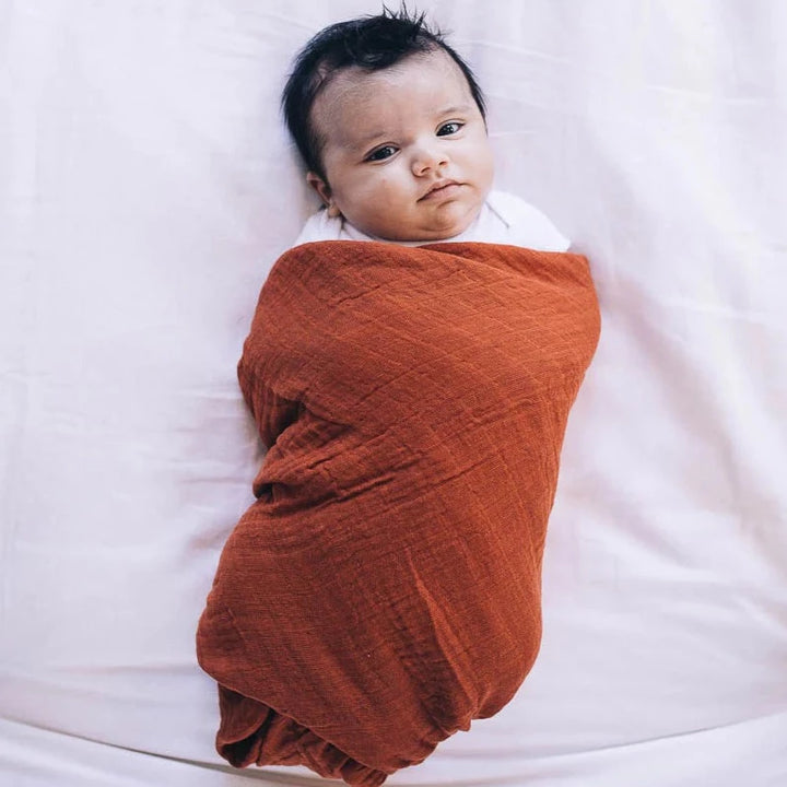 Little Unicorn Cotton Muslin Swaddle - Rust