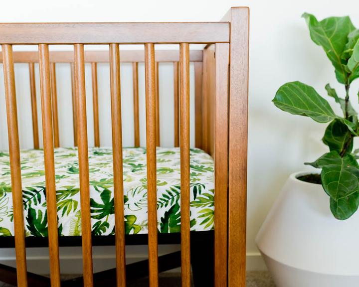 Tropical Leaf Cotton Muslin Crib Sheet