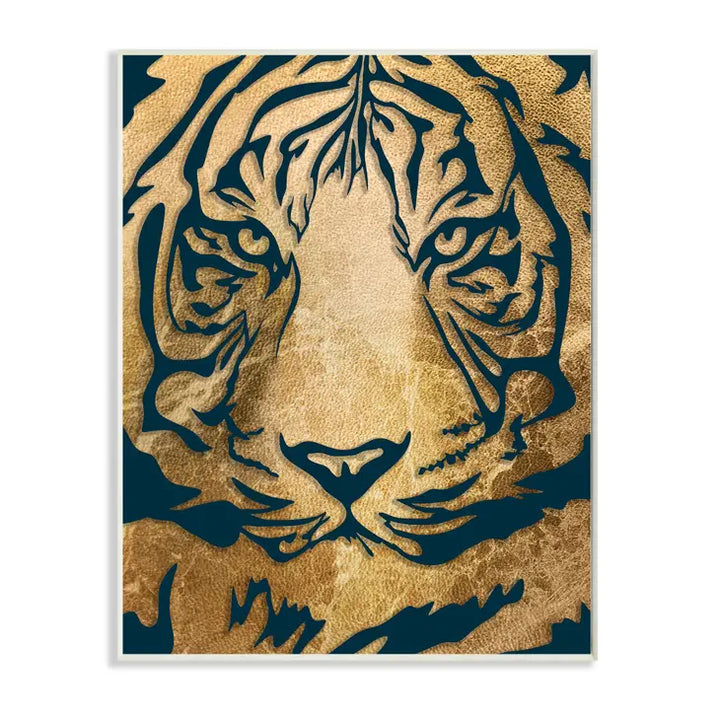 Tiger Stripe Portrait Distressed Fabric Pattern Wall Art