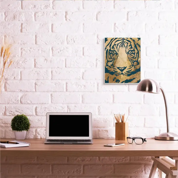 Tiger Stripe Portrait Distressed Fabric Pattern Wall Art