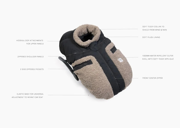 7 AM Car Seat Cocoon - Smokey Oatmeal Teddy