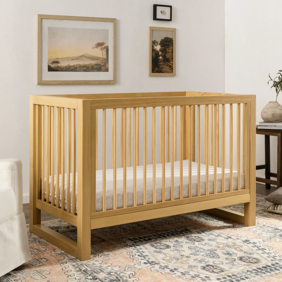 Natural wood color crib sales