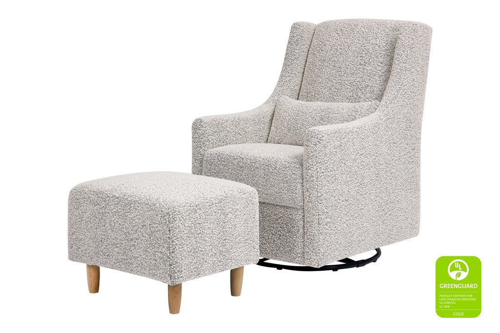 Babyletto Toco Glider and Ottoman Black White Boucle