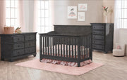 Pali Potenza 3 piece Crib and Dresser Set w/Nightstand - Distressed Granite